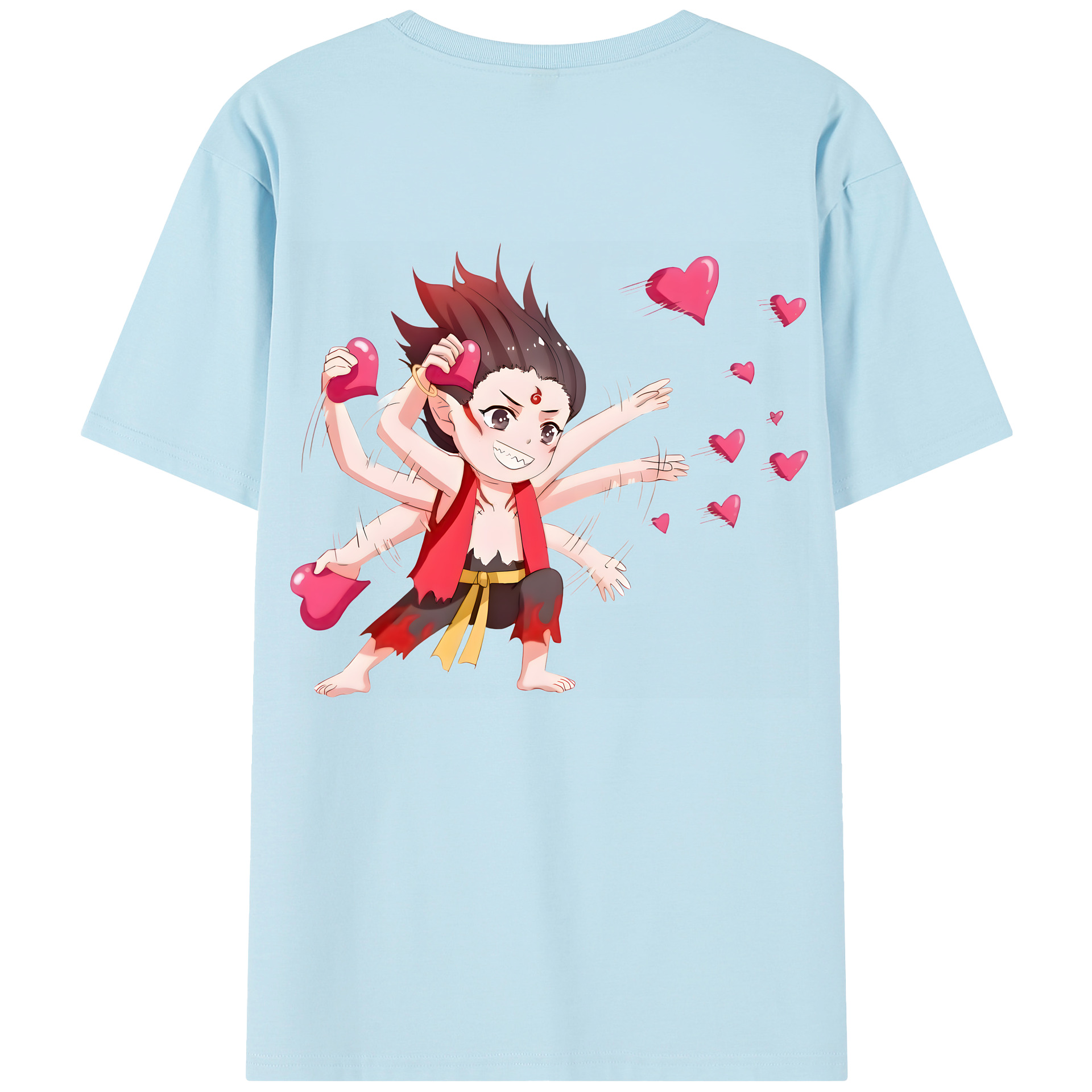 （画像用） Ne Zha 2 ナタ 魔童の大暴れ 綿100％半袖Tシャツ（背面プリント）